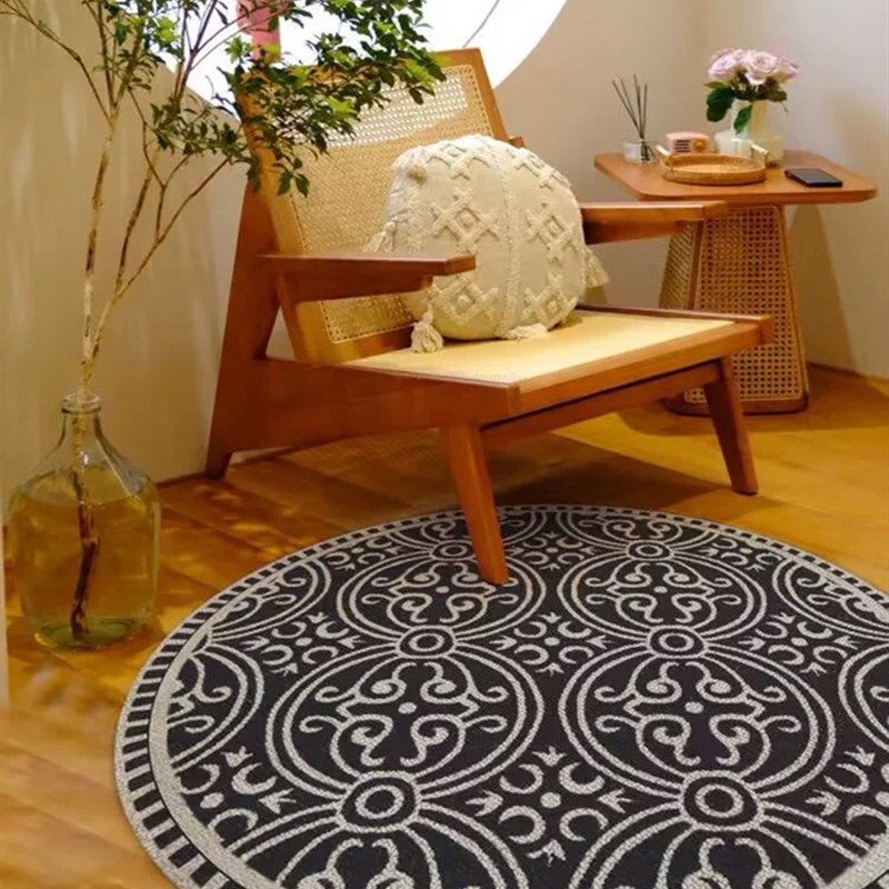 中古之家复古地毯法式圆形高级感客厅茶几房间卧室书房转椅吊篮垫