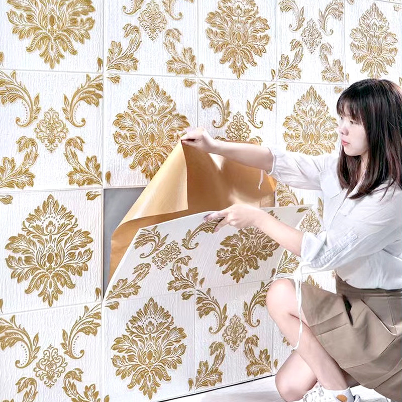 墙纸自粘3d立体墙贴防水贴纸卧室温馨壁纸客厅电视沙发背景墙壁纸