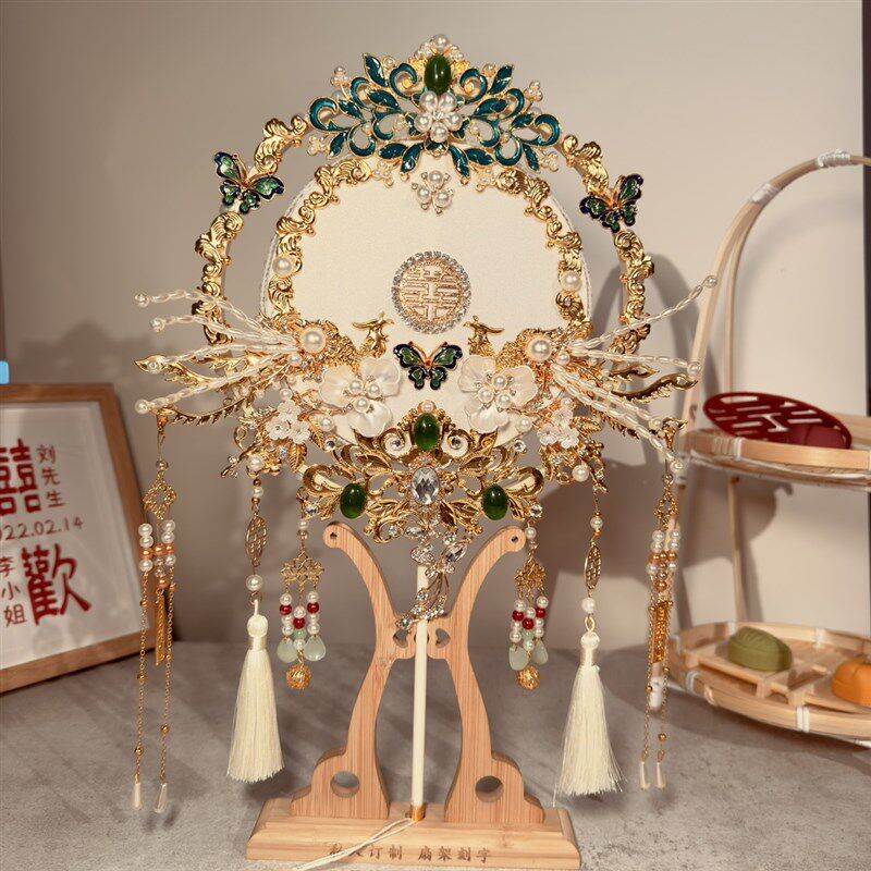 团扇diy材料包新娘结婚婚礼出嫁扇子秀禾高级感喜扇双面中式婚扇,家居饰品,工艺扇/团扇/喜扇/折扇,淘宝优惠券,粉丝福利购,淘宝优惠卷