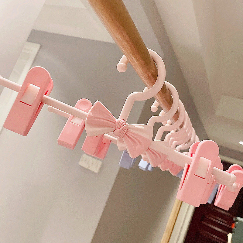 美翻了! 蝴蝶结家用衣架晾衣夹晾衣架塑料裤架裤夹裙夹衣架