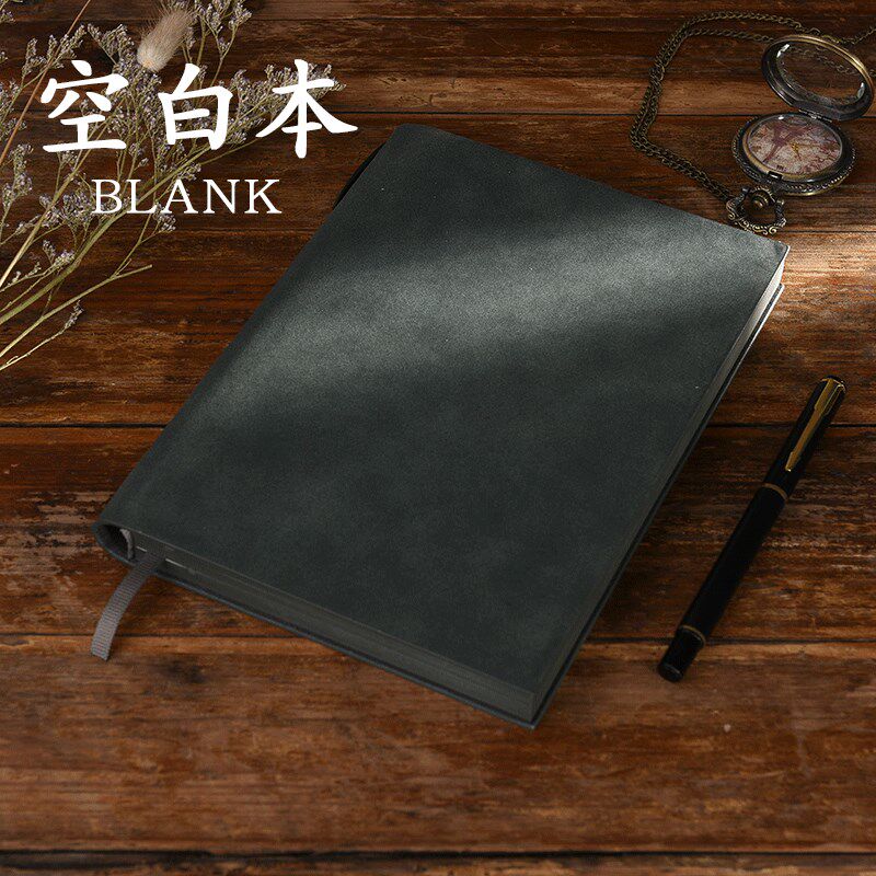 sfeng顺风 简约空白内页加厚笔记本子A5可插笔复古软皮面超厚大学