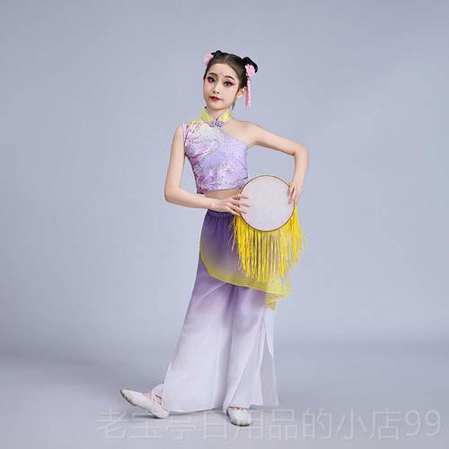 正品儿童古典舞服金装、钱鼓舞服装春舞服装女元陵南纤、云月表演