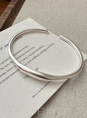 正品重银工s92纯不规则个性流线银镯小众简手约镯5子开口手镯女银