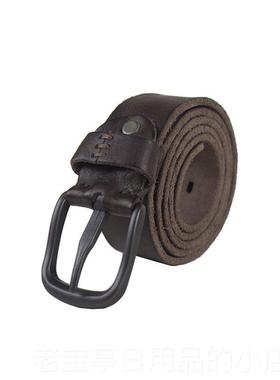 正品尖小针扣牛真 男士皮带头皮层牛皮休闲手黄工做旧 复古牛仔裤