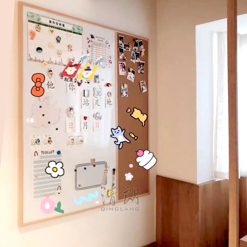 白板加软木板组合磁性白板看板展示板信息计划板办公照片墙挂式软