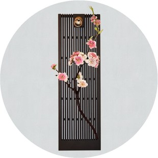 店面装饰木板竖条客厅拍摄家中面板挂架护板黑色国画挂画木头花格