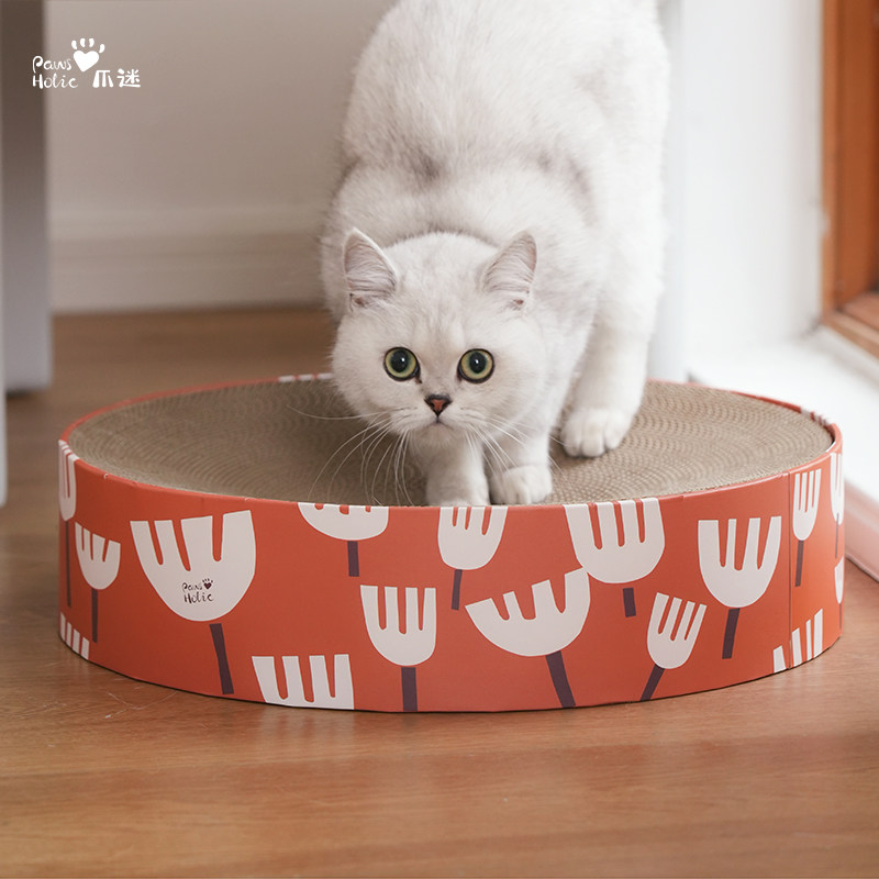 PawsHolic爪迷猫抓板圆形瓦楞纸耐磨不掉屑磨爪猫抓板窝宠物用品,宠物/宠物食品及用品,猫抓板,淘宝优惠券,粉丝福利购,淘宝优惠卷