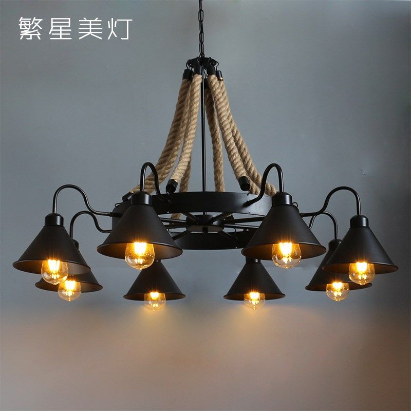工业风吊灯麻绳创意个性复古灯罩包间餐饮灯具客厅餐厅灯民宿怀旧,家装灯饰光源,酒店/宴会厅/餐饮吊灯,淘宝优惠券,粉丝福利购,淘宝优惠卷