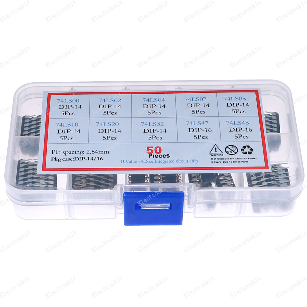 10种50个直插集成电路IC芯片74LS00 02 07 08 20 47 74LS48盒装