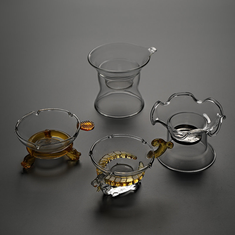 玻璃茶漏茶虑功夫茶具配件创意茶叶分离漏斗茶隔网布不锈钢过滤器