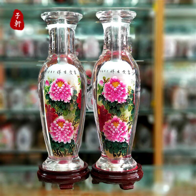 纯手工绘画工艺品内画花瓶富贵吉祥时尚摆件商务礼品送领导