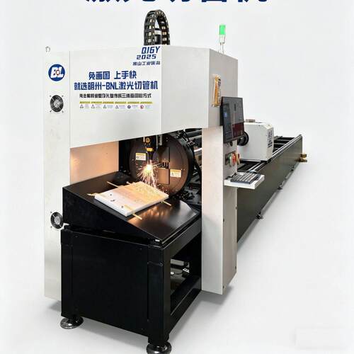 Q16Y激光切管机-适用于切割博物馆展柜铝合金框架45度拼接角