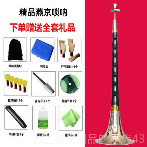 高档乌燕京唢呐黑乐器全套檀木降B调红白事号喇叭专大业dc调初学