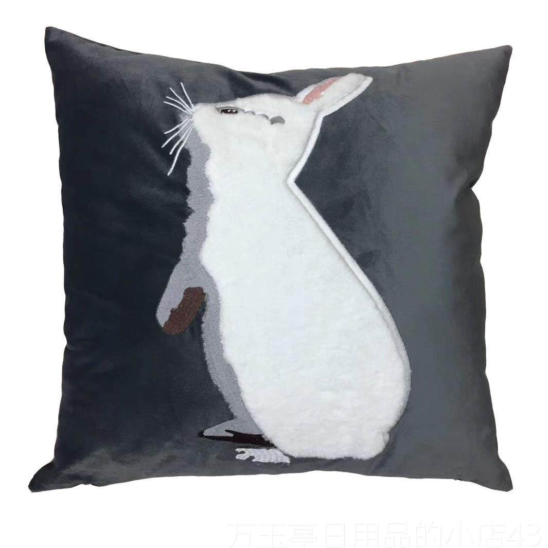 高档公主少女心毛绒ins风抱兔亮片沙枕子发抱枕套粉色靠垫床头靠