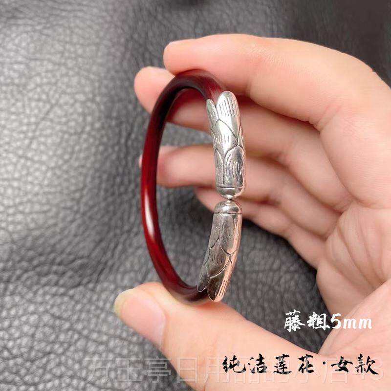 高档西藏鸡血藤手镯无质节木手镯民风藤镯情侣款木礼饰品男女生族