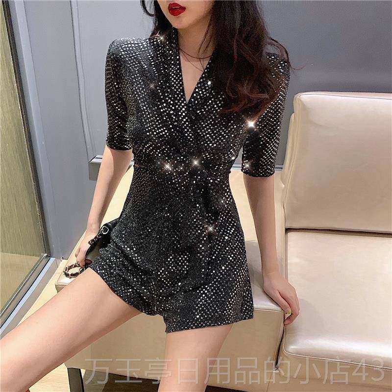 高档韩版d爵j感士舞蹈服装夜店酒吧服女歌手ds演出新款性领舞亮片