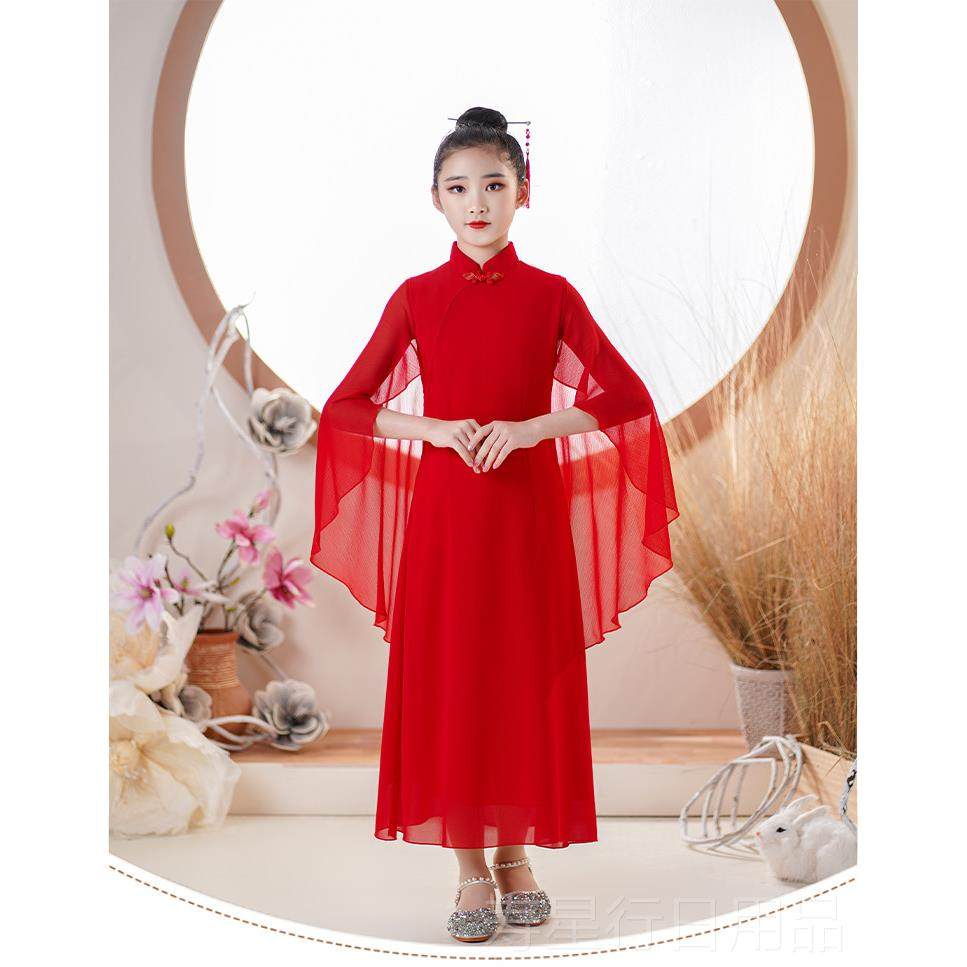 正品中国女风古典儿童蹈古筝演出服超仙红色气质连衣裙舞服童钢琴,童装/婴儿装/亲子装,儿童演出服,淘宝优惠券,粉丝福利购,淘宝优惠卷