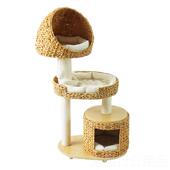 正品 出口德国实木柱子别藤编猫爬架猫窝树剑猫麻猫抓板猫跳台多层