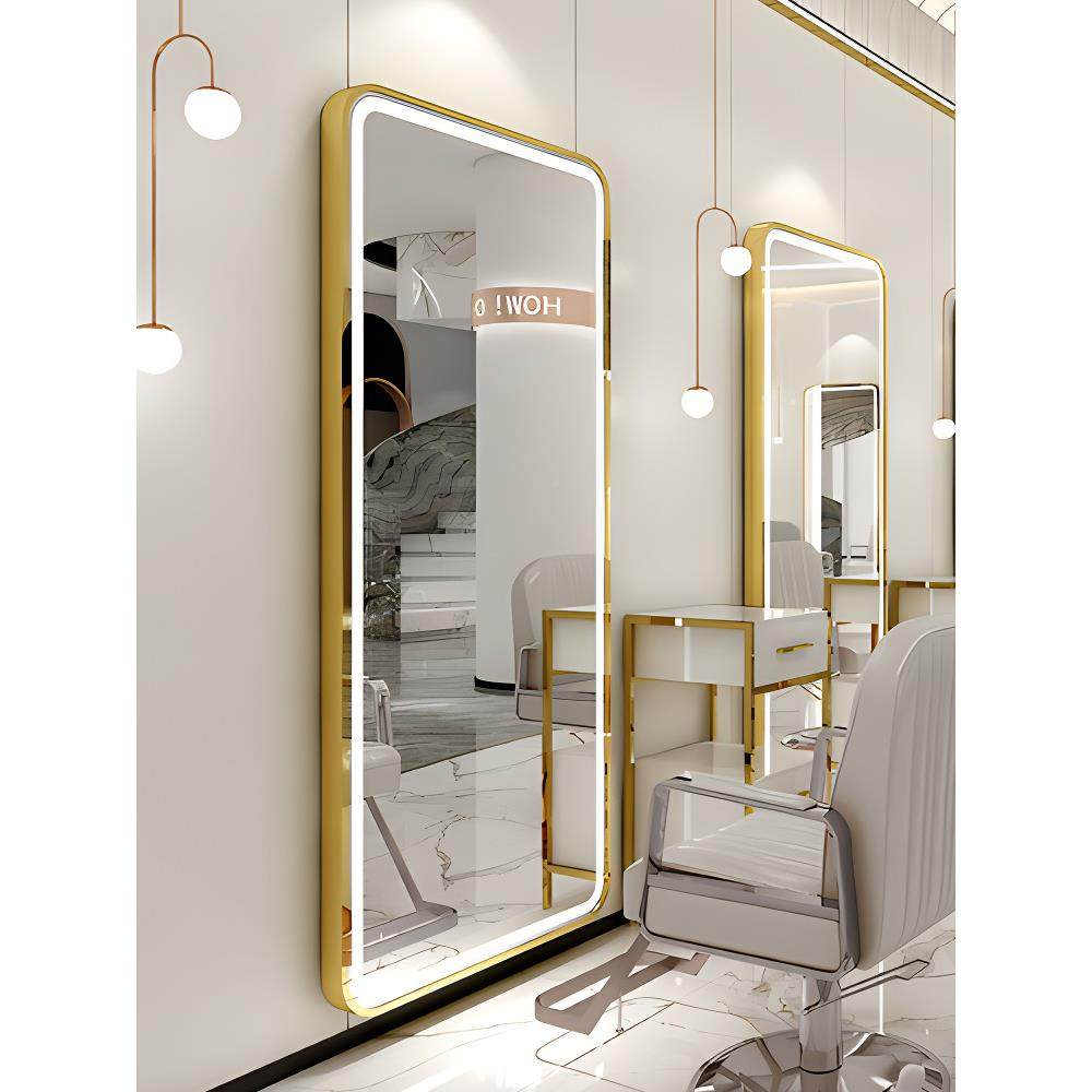 美发D镜子廊落地理发发店镜台网红带灯LE单挂面发光墙A-369智能镜