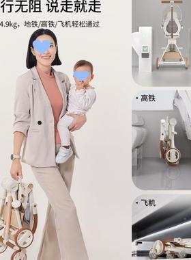 比陌遛AUD娃可机可坐折躺高景观小婴儿轻推车登叠溜娃车