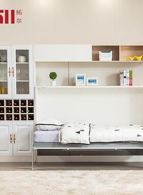 简欧侧翻隐形衣柜一体功小户型客CYJ厅能壁床床墙壁床多书桌柜