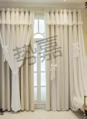 打孔送免伸缩杆简易安室装双层布一纱体客厅卧遮81598光落地飘窗
