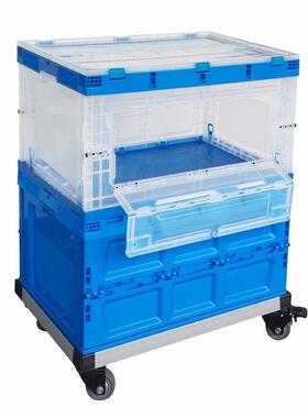 色透明塑料箱大号蓝侧可开整门居家收纳箱车载运边输OCZ理折叠箱