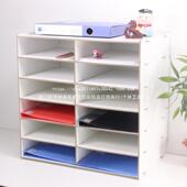 多子层桌面文纸件架20格A4办框公学生书架座木质收835纳架盒置物