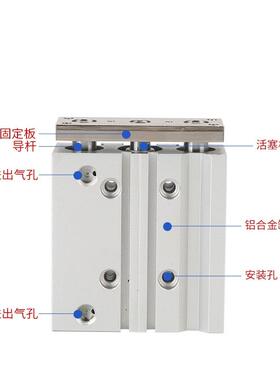 亚德客型缸CM50气10/2TCM50-750/25/3X0/40/50/75/100薄型带T导杆