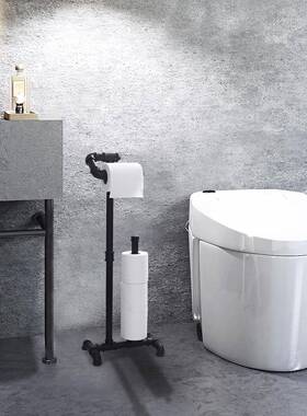 昇工艺复古风格黑色340浴室落地巾厕纸卷扬纸架铁艺纸水管架巾毛