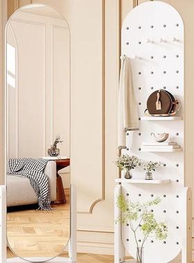 落高颜值地镜可动带轮旋转穿衣镜室储移物卧家KDP用女生挂衣架全