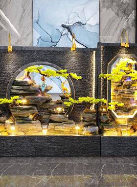 假池山水景UON幕墙鱼缸流水墙屏风布客厅庭院鱼瀑造景装饰招财观