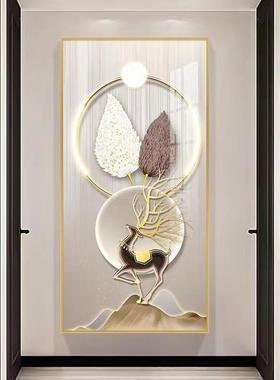 现代玄关装饰走画高端入WJC大气氛围户过道正对门画壁客厅廊尽头