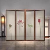 中式 屏风折叠移动实木隔断客简约现代新办厅EYG公室酒店玄折关遮