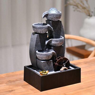 茶桌奢循环流摆客厅风水球水装饰件品办公室桌面小型FZU轮轻景观