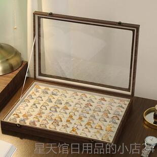 正品项首饰皮盒木纹玻璃天窗炼手耳环收纳盒镯戒指大容量手饰展示