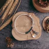 正品 手镯女99纯银复古银实流苏古心法宫铃银吊坠民族风古风推拉拢