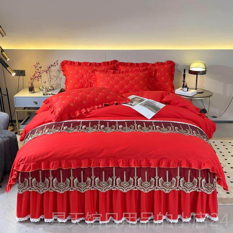 正品纯棉加厚被套件套床裙款夹棉1.8蕾公主风丝双人2四罩.0床床单,床上用品,婚庆床品套件,淘宝优惠券,粉丝福利购,淘宝优惠卷