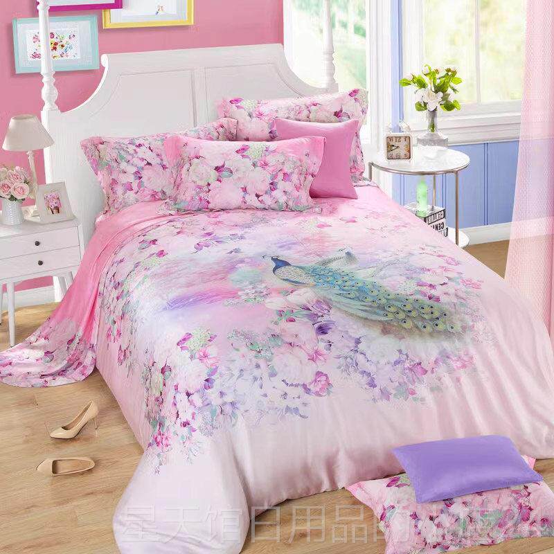 正品2204春夏双面纯天丝四件套3D床用品床单冰上丝季滑被套1.8m床