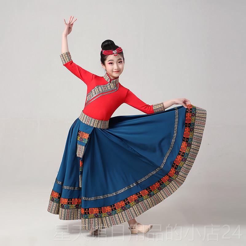 正品藏族舞蹈演出服装演女儿童西藏出服六女童一表演少数民族服跳图片