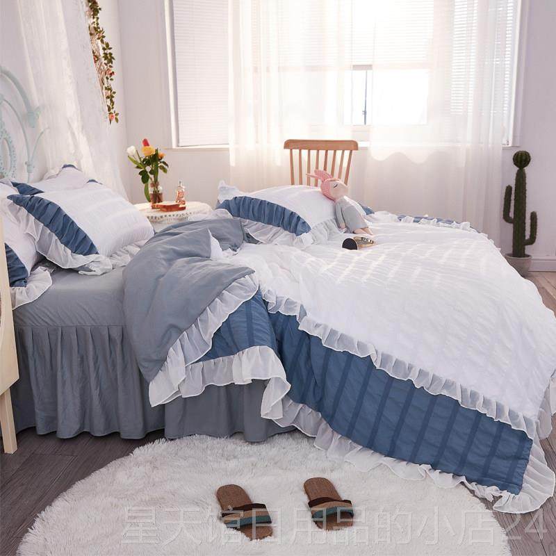 正品花白色女公主少女雪纺边泡三四件套纯色水洗棉仙泡纱学生宿舍,床上用品,床品套件/四件套/多件套,淘宝优惠券,粉丝福利购,淘宝优惠卷