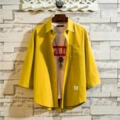 来七分袖 正品 图定制休闲宽松外套公司LOG班服男工作服女衬衫 O衬短