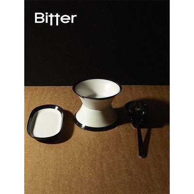 Bitter黑边陶瓷餐具磨砂纹理酸奶碗吐骨碟点心碟子放勺小碟置勺碟