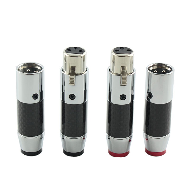 碳纤维镀铑平衡线插头 话筒线接头XLR音响音频线卡农头插头 专业