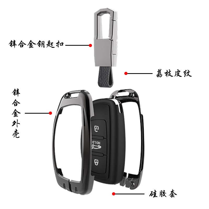 适用北京现代钥匙领动ix名图扣ix朗动菲斯塔途胜汽车钥匙包