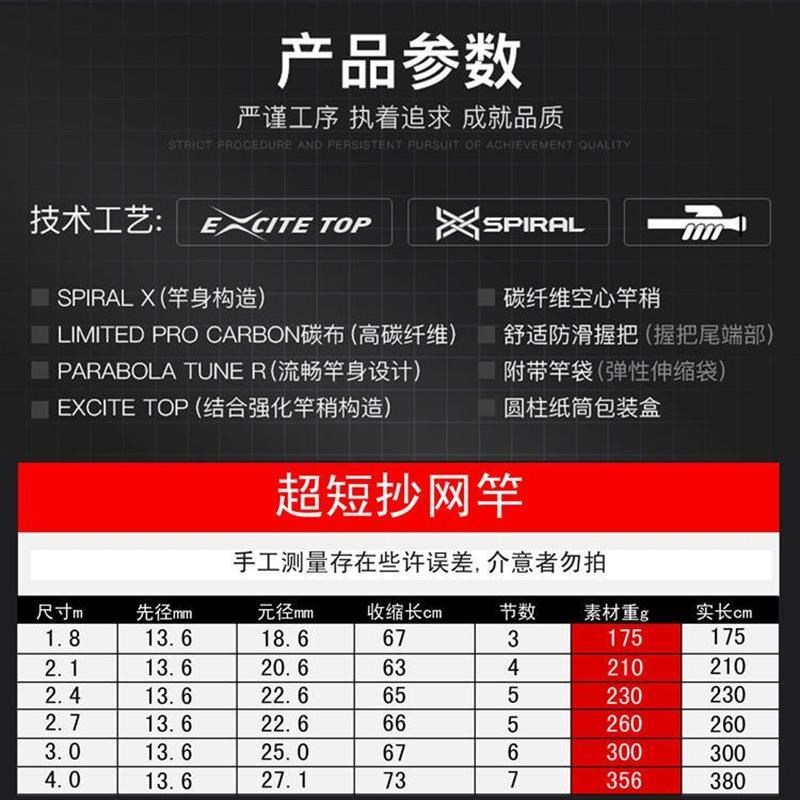 短节碳素抄网杆伸缩定位超硬超韧性割草杆短节抄网杆1.8米4米