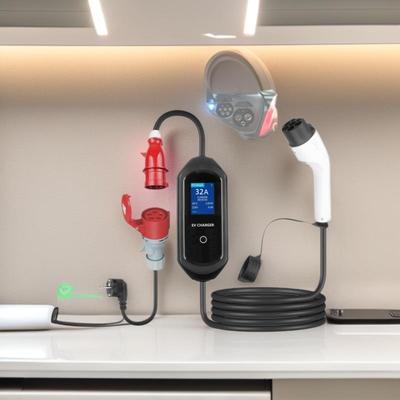 国标套装32A/22KW厂家直销国标GBT便携充电器交流家用随车充电桩