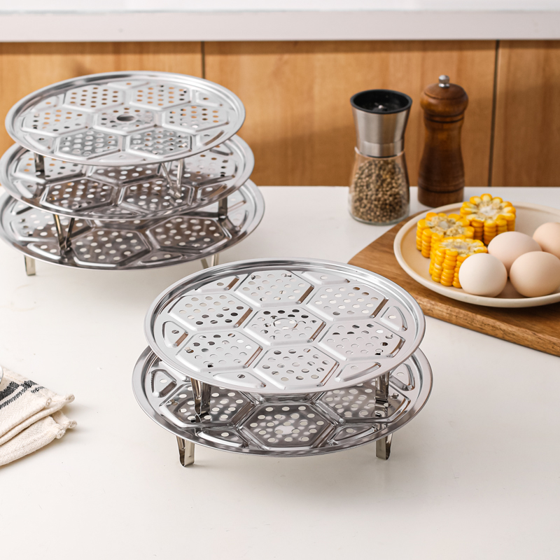 川岛屋不锈钢蒸盘蒸屉家用隔水蒸架蒸笼加高蒸片蒸格蒸锅配件篦子