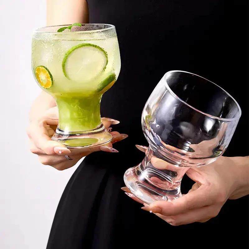 雯雯加厚宽口杯啤酒杯子家用咖啡杯冷饮果汁杯创意大容量鸡尾酒杯