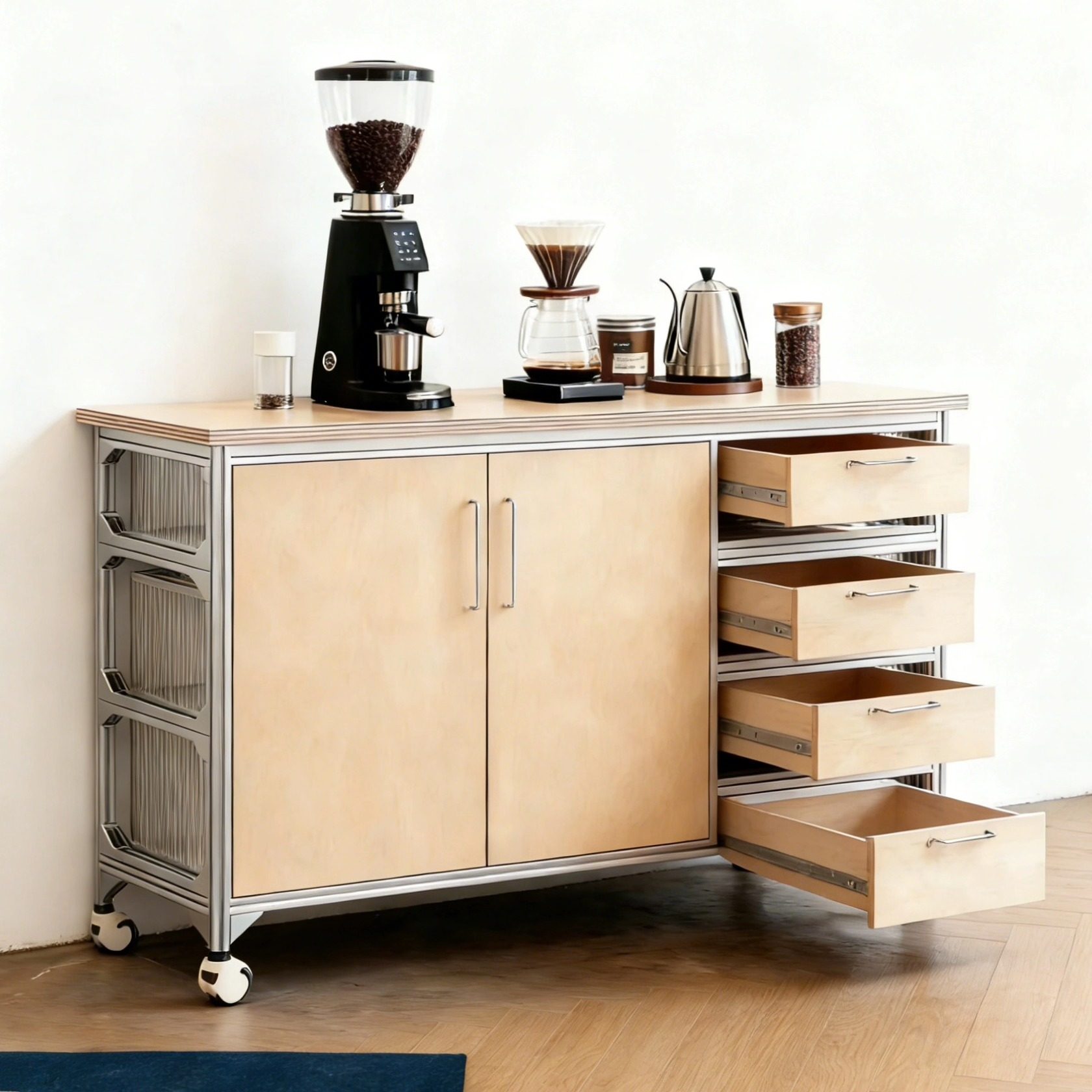 板物/创新复古风铝型材海洋板可移动咖啡桌餐桌车餐边柜抽屉柜,住宅家具,餐边柜,淘宝优惠券,粉丝福利购,淘宝优惠卷